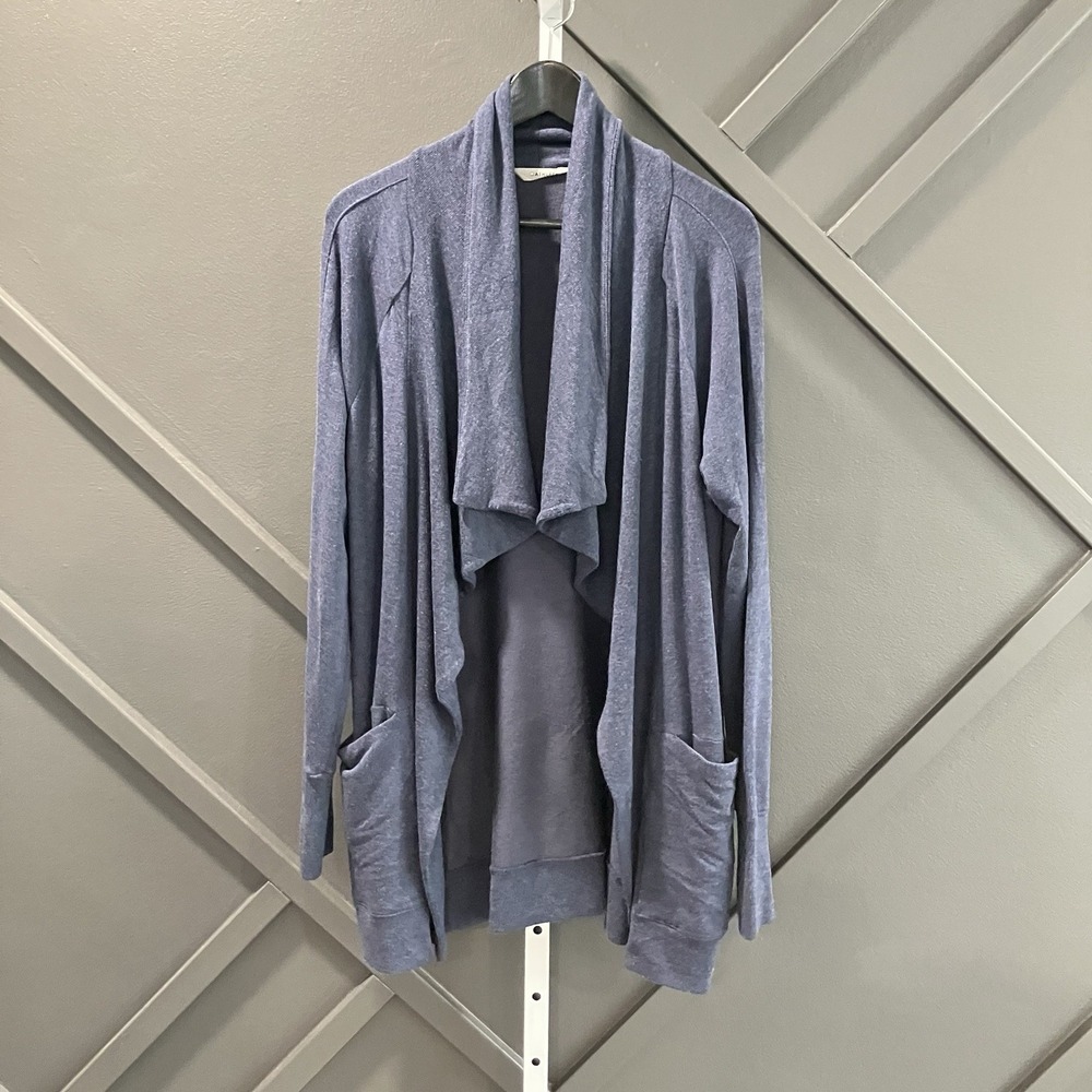 Athleta Sweater S Blue Pranayama Wrap Draped Open Front Cardigan Pockets